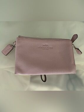 Coach Light Pink Pebbled Leather Wristlet Wallet